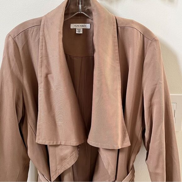 Pure Navy Waterfall Open Front Belted Trench Coat in Portobello Tan M NWOT - Picture 9 of 14